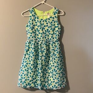 Justice Size 14 Floral Blue and Green Kids Dress
